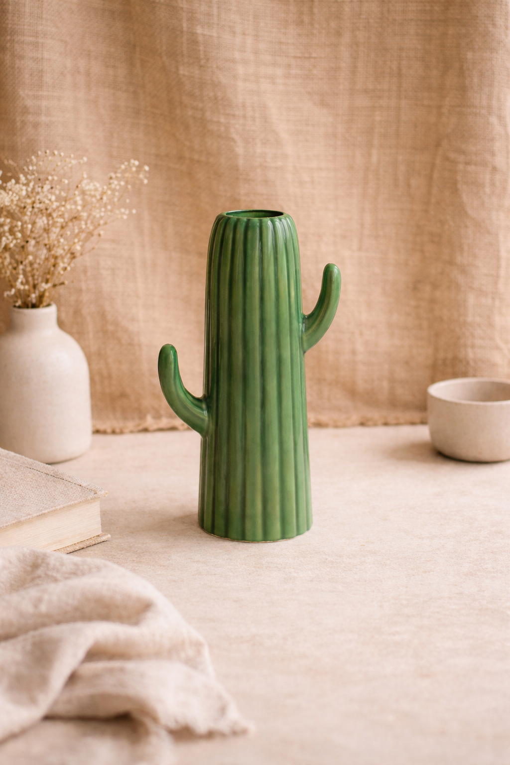 Green Ceramic Cactus Vase