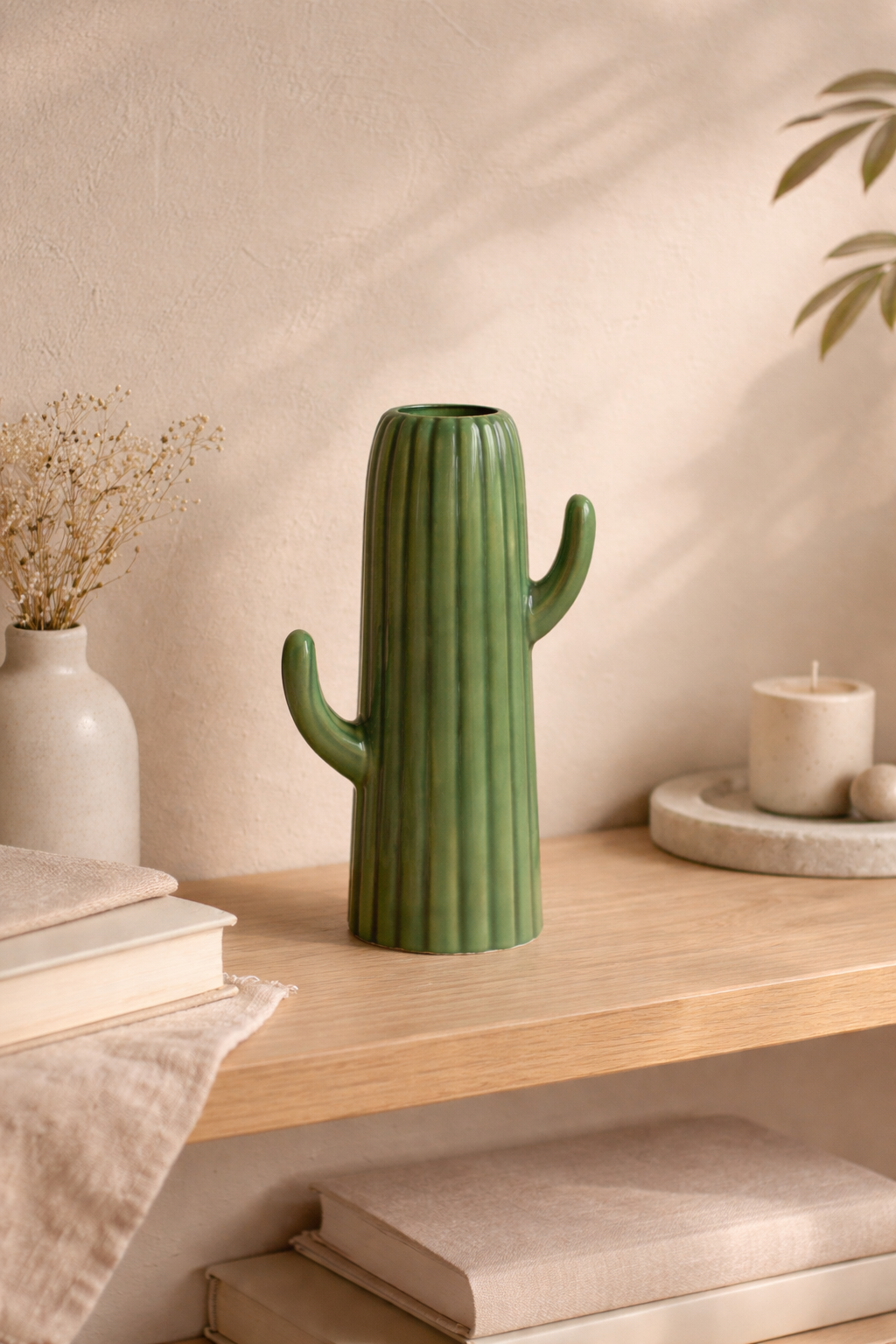 Green Ceramic Cactus Vase