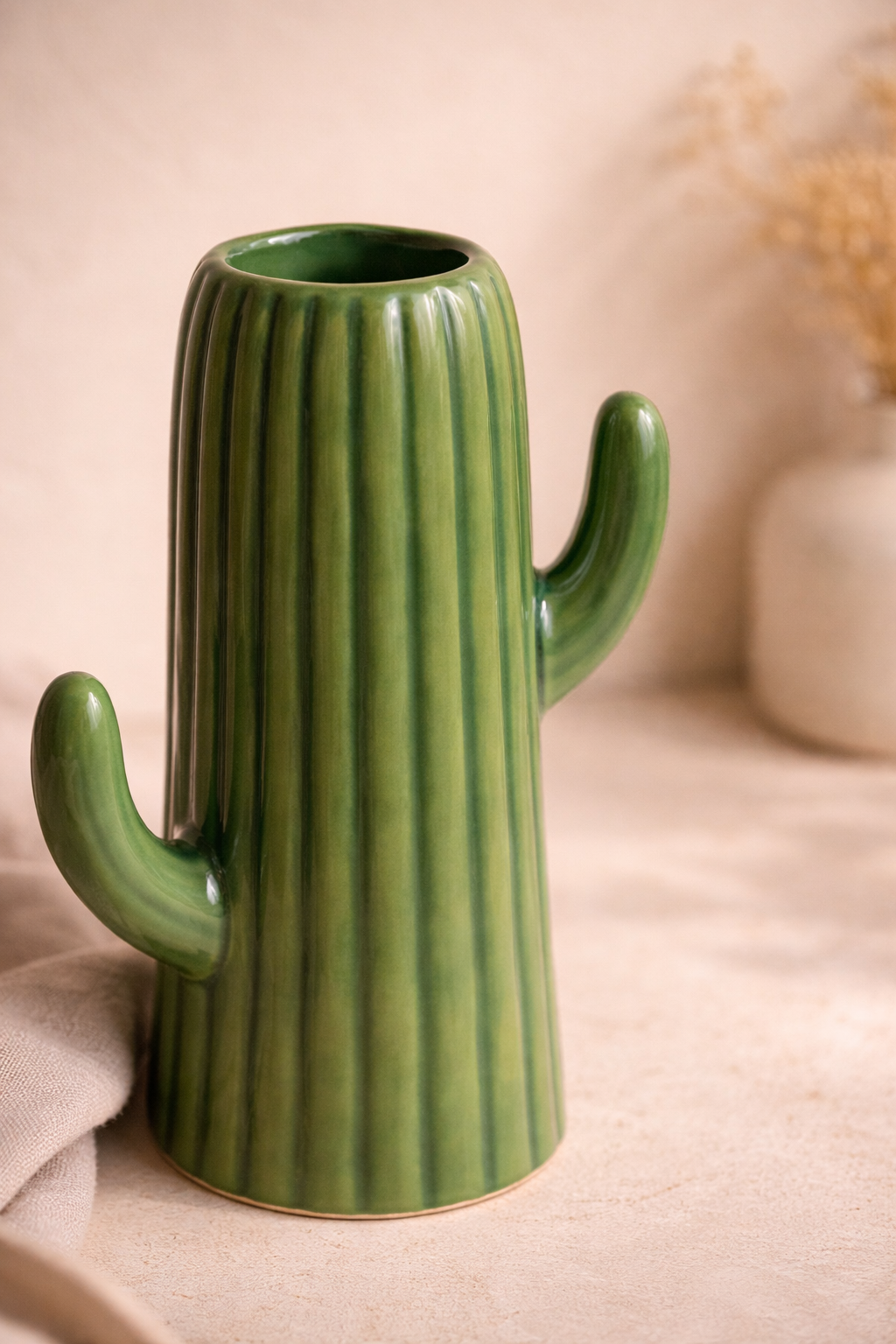 Green Ceramic Cactus Vase